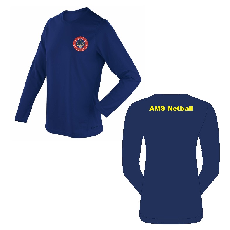AMS Netball Long Sleeve Quick Dry Teeshirt