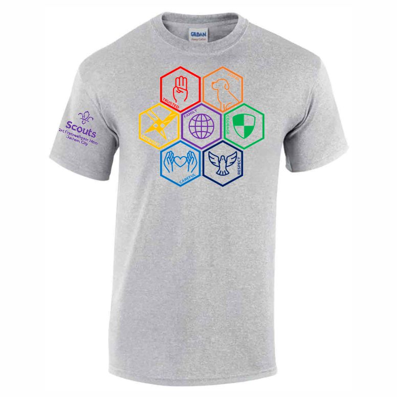 1st Framwellgate Moor Scout Group Cotton Teeshirt GREY