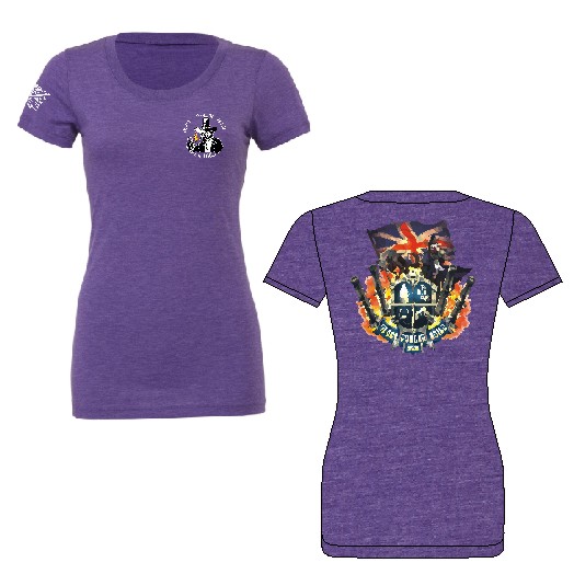 Black Powder Guild Ladies Tri Blend Teeshirt - COAT OF ARMS BACK DESIGN