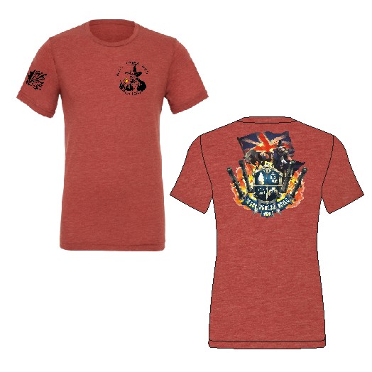 Black Powder Guild Tri Blend Teeshirt - COAT OF ARMS BACK DESIGN