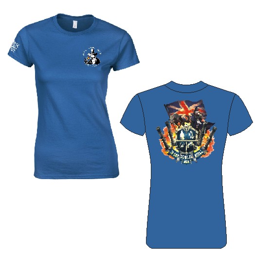 Black Powder Guild Ladies Cotton Teeshirt - COAT OF ARMS BACK DESIGN